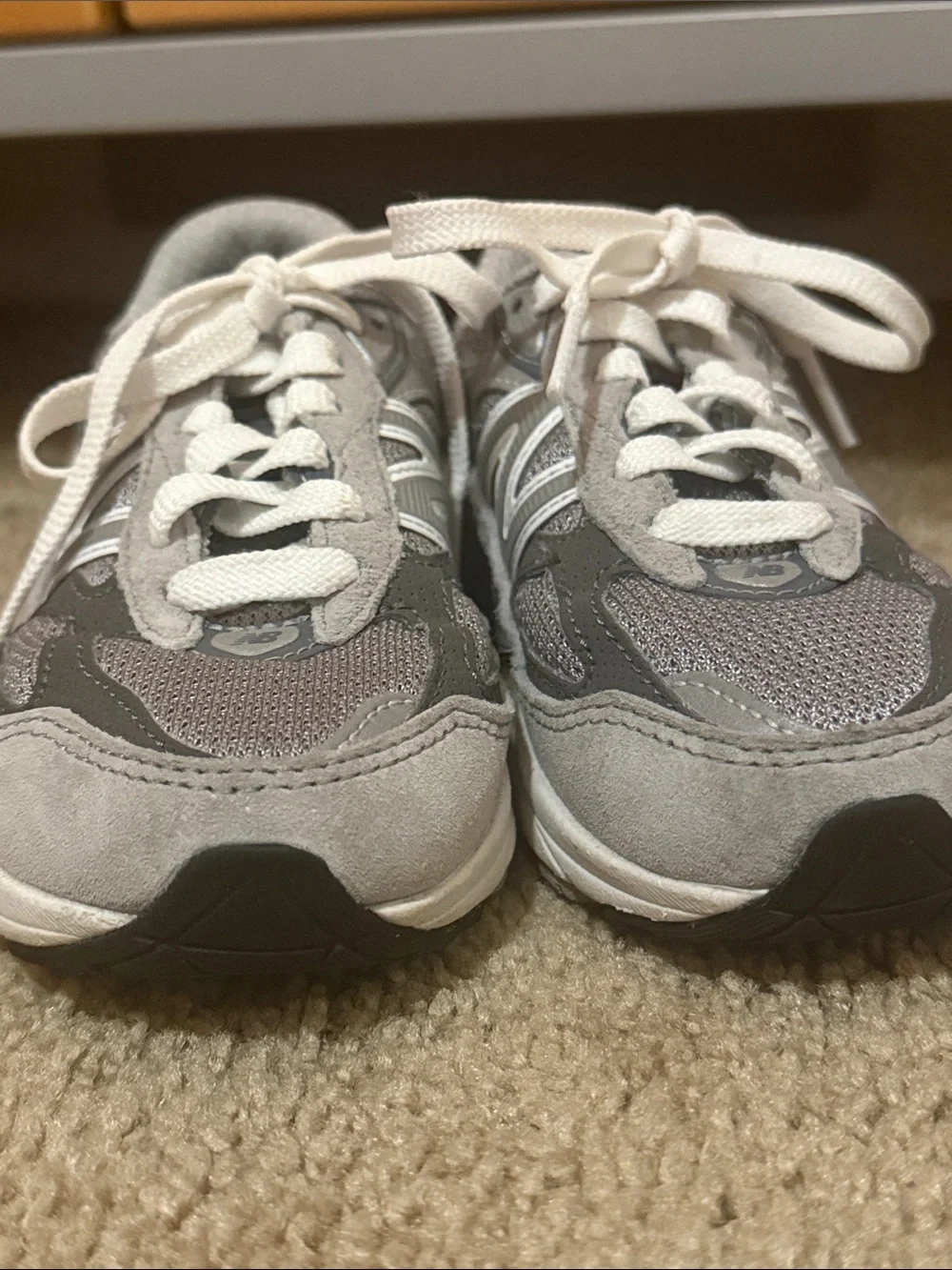 New Balance Gray and White Lace-Up Sneakers. Little Kids size 11